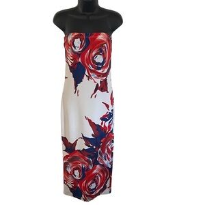 Ladies Floral Sleeveless Dress Size‎ Medium Good Time USA Pink Cream